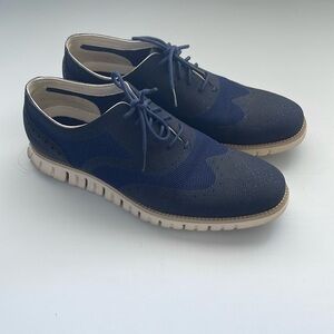 Cole Haan ZeroGrand Stitchlite Sneaker Marine Blue Wingtip Oxford Shoe Size 10.5
